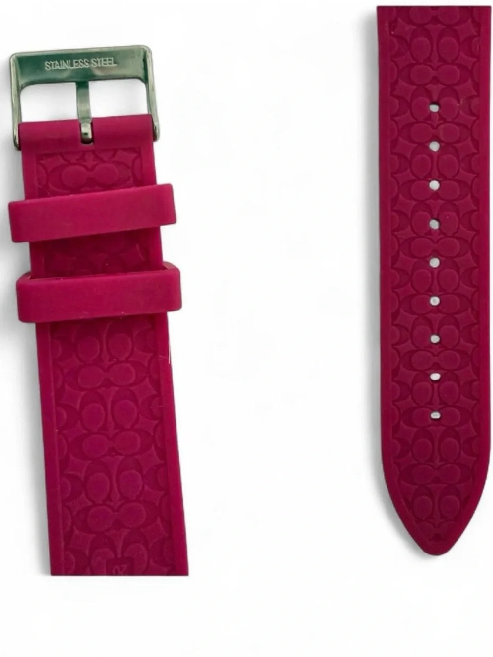 Coach Hot Pink Silicone Strap Watch with Silver-Tone Case